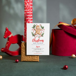 ジンジャーブレッドクッキーのクリスマスベビーシャワー 招待状