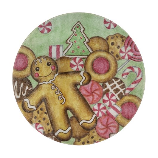 ジンジャーブレッドクッキーのクリスマスホリデー カッティングボード (正面)