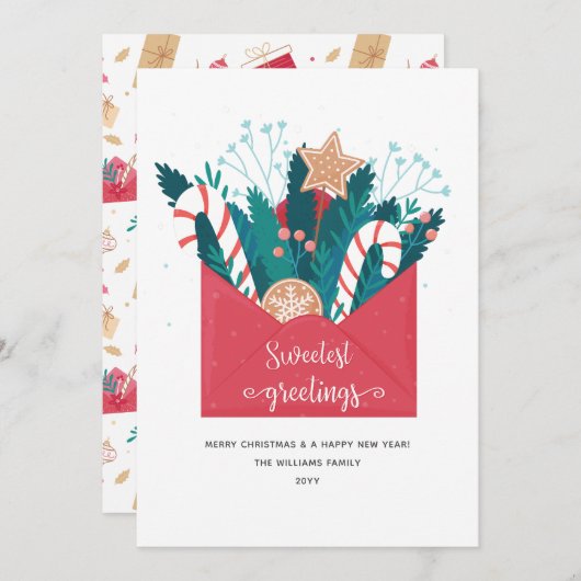 ジンジャーブレッドクッキーのクリスマス シーズンカード (正面/裏面)