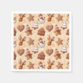 ジンジャーブレッドクッキーのクリスマス スタンダードカクテルナプキン (正面)