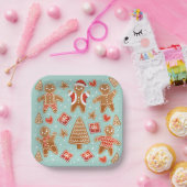 ジンジャーブレッドクッキーのクリスマス ペーパープレート (パーティー)