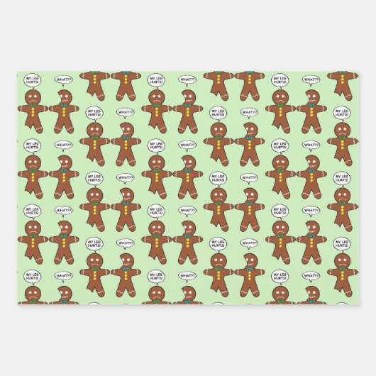 ジンジャーブレッドクッキーのクリスマス ラッピングペーパーシート (正面2)