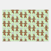 ジンジャーブレッドクッキーのクリスマス ラッピングペーパーシート (正面)