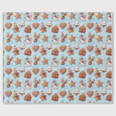 ジンジャーブレッドクッキーのクリスマス ラッピングペーパー (フラット)