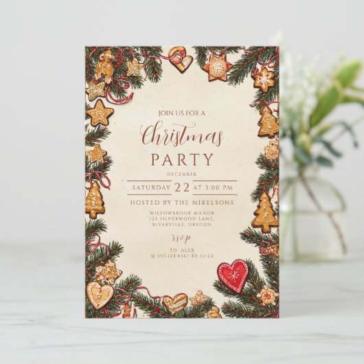 ジンジャーブレッドクッキーのクリスマス 招待状 (スタンド正面)