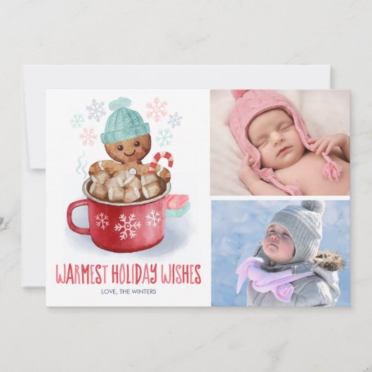 ジンジャーブレッドクッキーのココアバスのクリスマスフォト シーズンカード (正面)