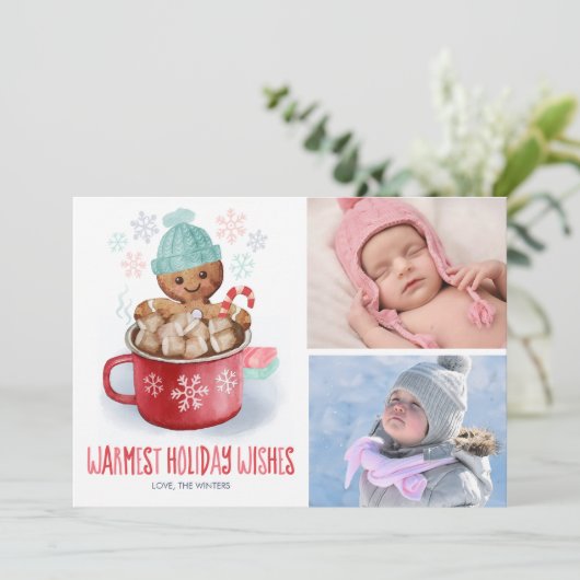 ジンジャーブレッドクッキーのココアバスのクリスマスフォト シーズンカード (スタンド正面)