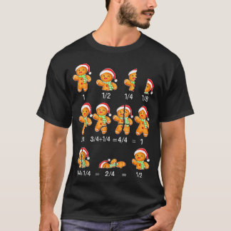 ジンジャーブレッドクッキーのサンタ帽子 分数の数学教師 Tシャツ