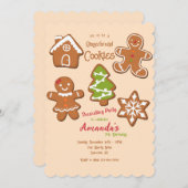 ジンジャーブレッドクッキーのデコレーション 招待状 (正面/裏面)