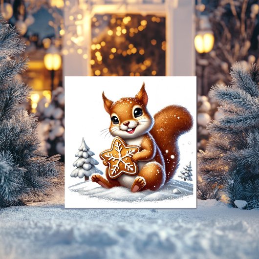 ジンジャーブレッドクッキーのリス シーズンカード