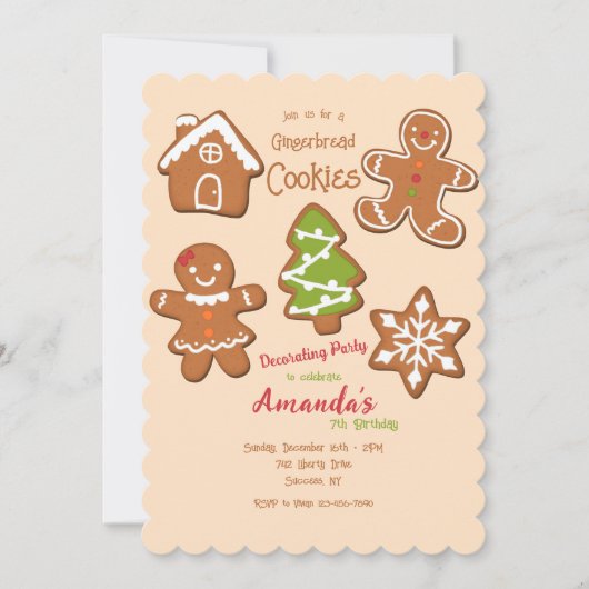 ジンジャーブレッドクッキーの招待状 招待状 (正面)