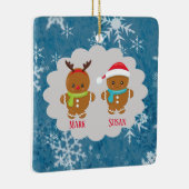 ジンジャーブレッドクッキーカップルのクリスマスの名前 セラミックオーナメント (右)