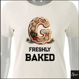 ジンジャーブレッドクッキークリスマスのイニシャルレターG トライブレンドTシャツ