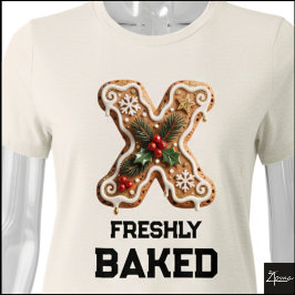 ジンジャーブレッドクッキークリスマスのイニシャルレターX トライブレンドTシャツ