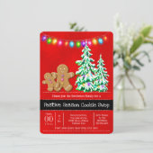 ジンジャーブレッドクッキークリスマスツリーライトフェスティバルレッド 招待状 (スタンド正面)