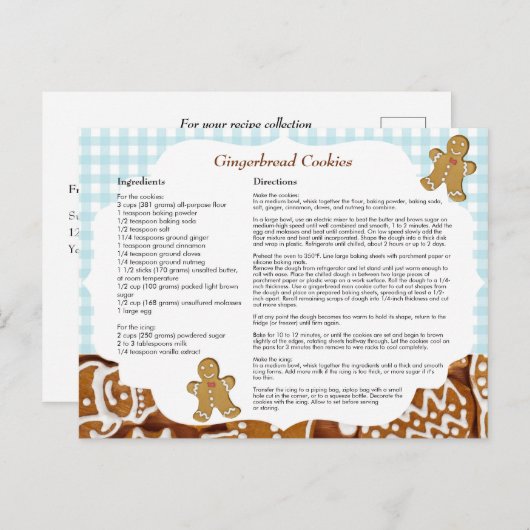 ジンジャーブレッドクッキークリスマスレシピ ポストカード (正面/裏面)