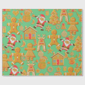 ジンジャーブレッドクッキークリスマス ラッピングペーパー (フラット)