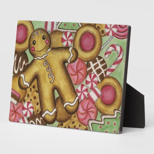 ジンジャーブレッドクッキーズクリスマスホリデーアートデコール フォトプラーク (側面)