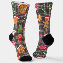 ジンジャーブレッドクッキーソックス クリスマスプリントソックス
