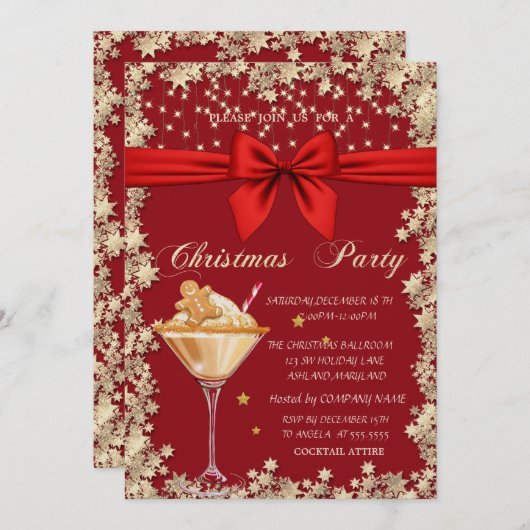 ジンジャーブレッドクッキードリンクスターカンパニークリスマス 招待状 (正面/裏面)