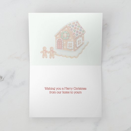 ジンジャーブレッドクッキーハウス、家族、トラッククリスマス シーズンカード (内部)