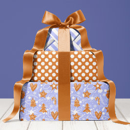ジンジャーブレッドクッキーパターン かわいいホリデー クリスマス ラッピングペーパーシート