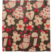 ジンジャーブレッドクッキーホリデークッキークリスマス シャワーカーテン (正面)