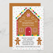 ジンジャーブレッドクッキーホリデ飾ーズパーティー 招待状 (正面/裏面)