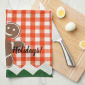 ジンジャーブレッドクッキーレッドチェックギンガム キッチンタオル (四つ折り)