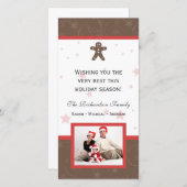 ジンジャーブレッドクッキー幸せなホリデーズファミリーフォトカー シーズンカード (正面/裏面)