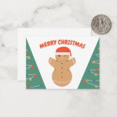 ジンジャーブレッドクッキー雪だるまクリスマス ノートカード (正面/裏面インサイチュ)