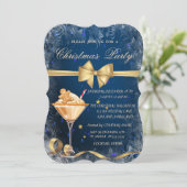 ジンジャーブレッドクッキー飲み物ボウブルークリスマス 招待状 (スタンド正面)