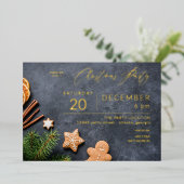 ジンジャーブレッドクッキー&オレンジクリスマスパーティー 箔招待状 (立ち正面)