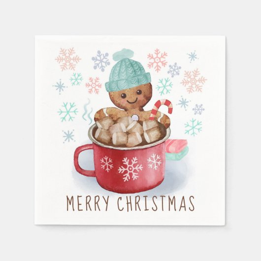 ジンジャーブレッドクッキー&ココアクリスマス スタンダードカクテルナプキン (正面)