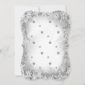 ジンジャーブレッドクッキー,ドリンク,灰色の雪の結晶 クリスマス 招待状 (裏面)
