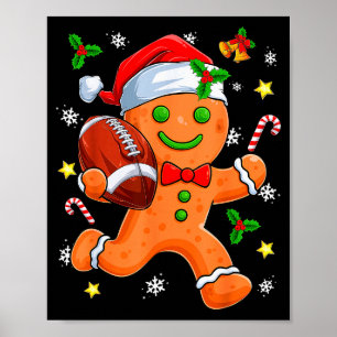ジンジャーブレッドクッキー フットボール メリークリスマス ポスター