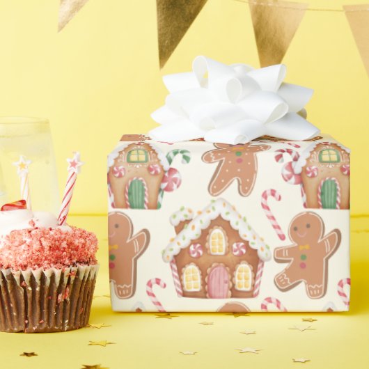 ジンジャーブレッドクリスマスウィンターホリデーシーズン ラッピングペーパー (誕生日パーティー)