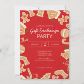 ジンジャーブレッドクリスマスギフトエクスチェンジホリデーパーティー 招待状 (正面)