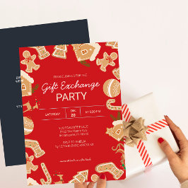 ジンジャーブレッドクリスマスギフトエクスチェンジホリデーパーティー 招待状