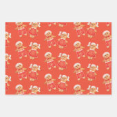 ジンジャーブレッドクリスマスクッキーの男の子と女の子 ラッピングペーパーシート (正面3)