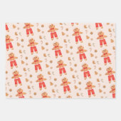 ジンジャーブレッドクリスマスクッキーの男の子と女の子 ラッピングペーパーシート (正面2)