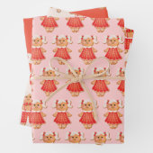 ジンジャーブレッドクリスマスクッキーの男の子と女の子 ラッピングペーパーシート (インサイチュ)