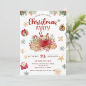 ジンジャーブレッドクリスマスクッキーココアホリデーパーティー 招待状 (スタンド正面)