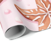 ジンジャーブレッドクリスマスクッキーピンク包み紙 ラッピングペーパー (ロールコーナー)