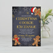 ジンジャーブレッドクリスマスクッキー交換招待状 箔シーズンカード (立ち正面)