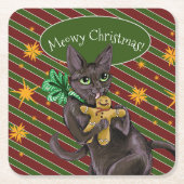ジンジャーブレッドクリスマスクッキー子猫 スクエアペーパーコースター (正面)