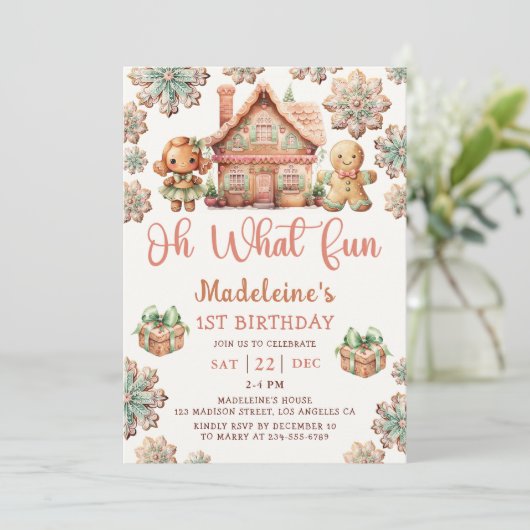 ジンジャーブレッドクリスマスクッキー誕生日オ何おもしろい 招待状 (スタンド正面)