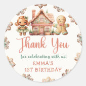 ジンジャーブレッドクリスマスクッキー誕生日パーティー ラウンドシール (正面)