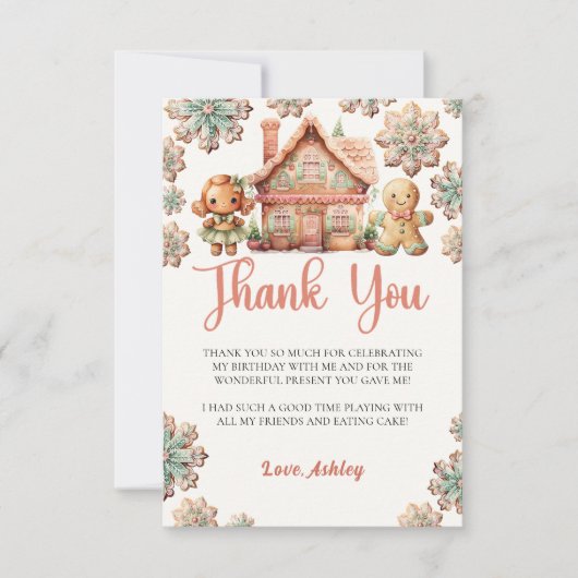 ジンジャーブレッドクリスマスクッキー誕生日 サンキューカード (正面)