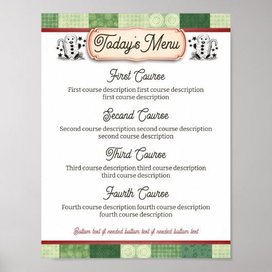 ジンジャーブレッドクリスマスケータリングディナーパーティーメニュー ポスター (正面)